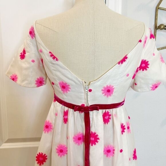 Lorrie Deb Vintage Dress Floral Embroidered White and Pink Size Small VTG 11 - Picture 6 of 16
